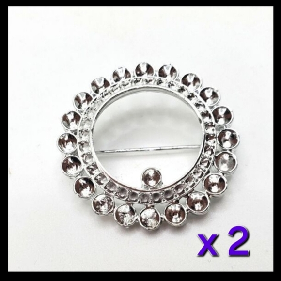 2 x Silver Round Brooch Setting Mounting Pin Blank DIY Jeweler - Picture 1 of 7